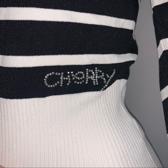 Retro Cherry Striped Y2K Ribbed Cardigan Sweater - Picture 3 of 15